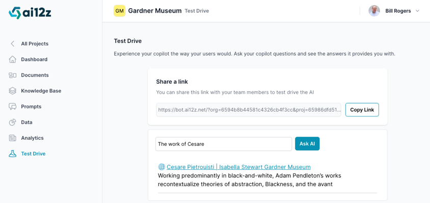 As you type your questions, the AI retrieves documents. It is when you click the Ask AI button is when GenAI will formulate a response