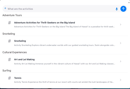Showing as you type search results grouped by categories
