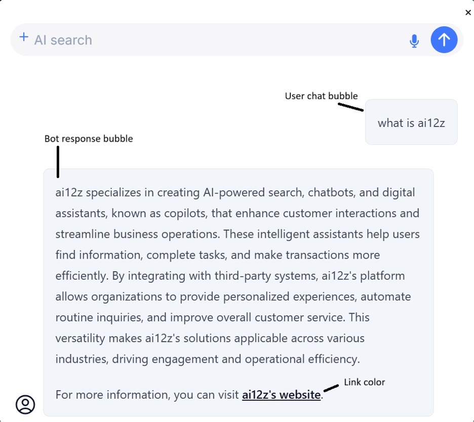 Bot response bubble elements