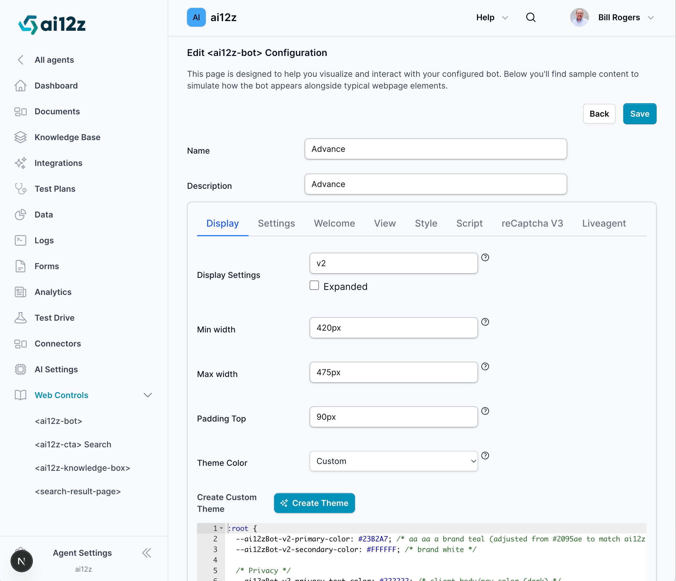 Bot Configuration Screen