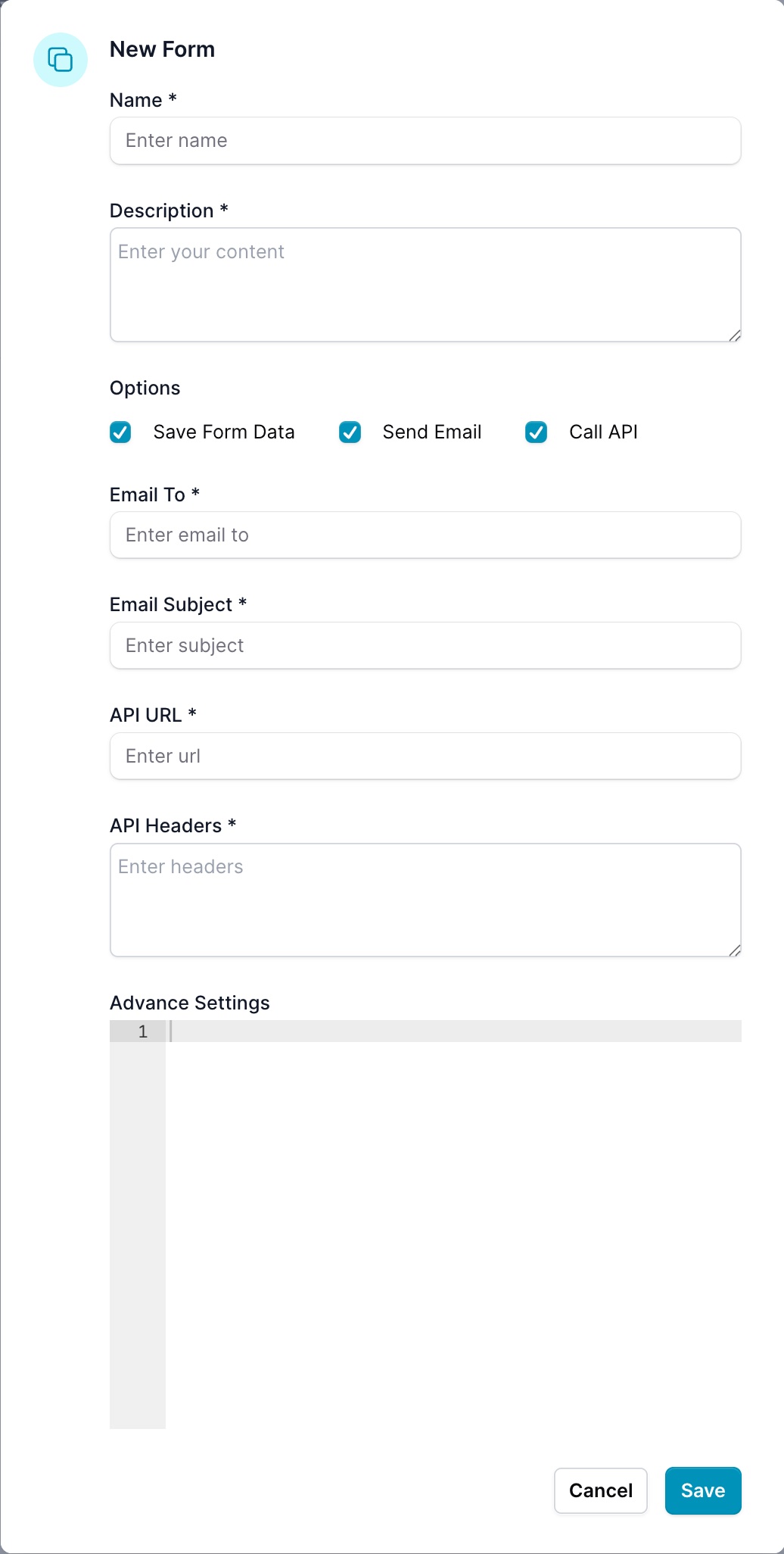 dialog for creating or editing the properties