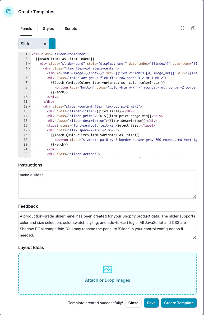 AI creates the handlebar template