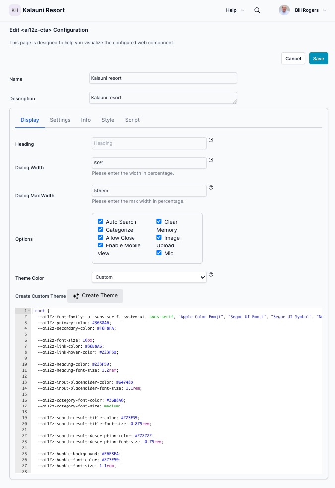 Bot Configuration Screen