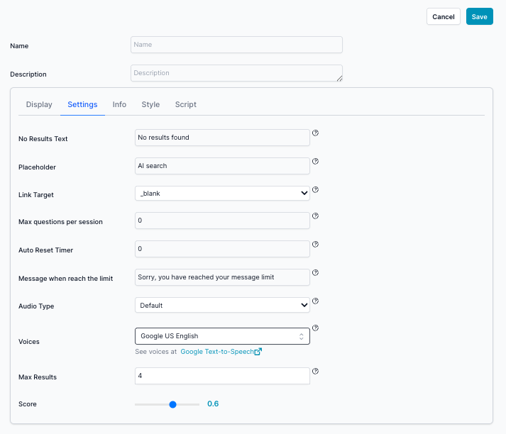 Setting bot control tab