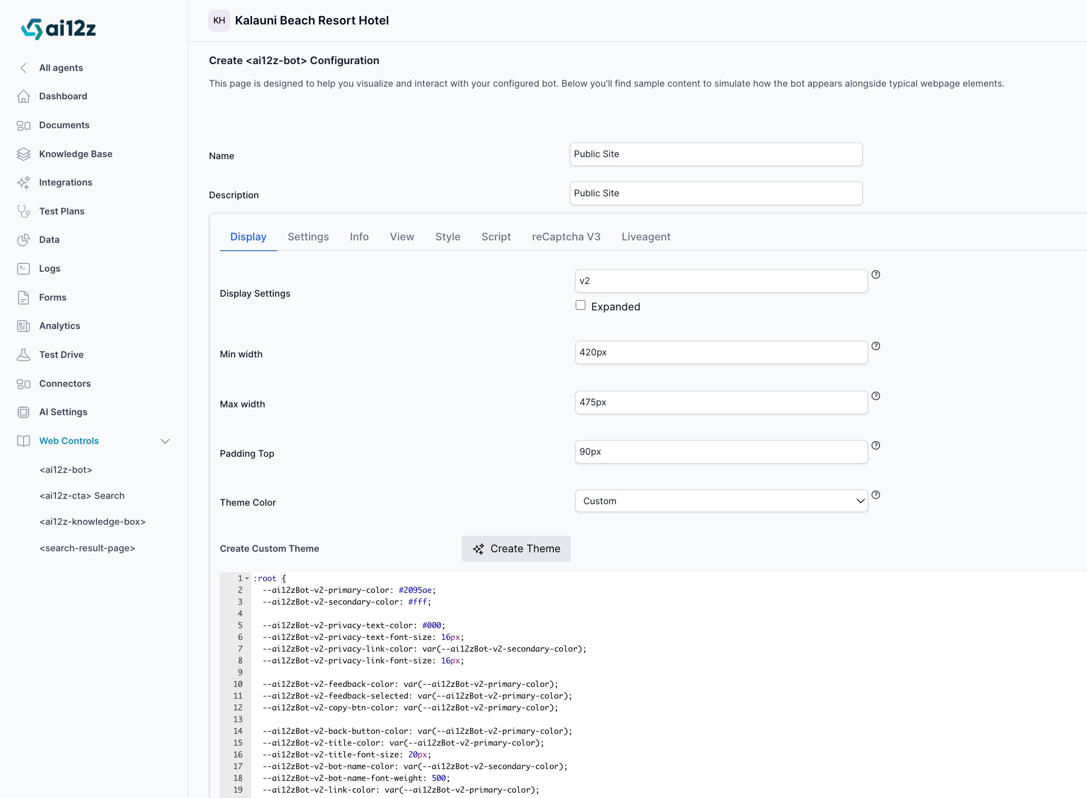 Bot Configuration Screen