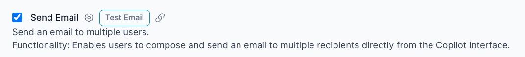 Enable Send Email, open settings or test