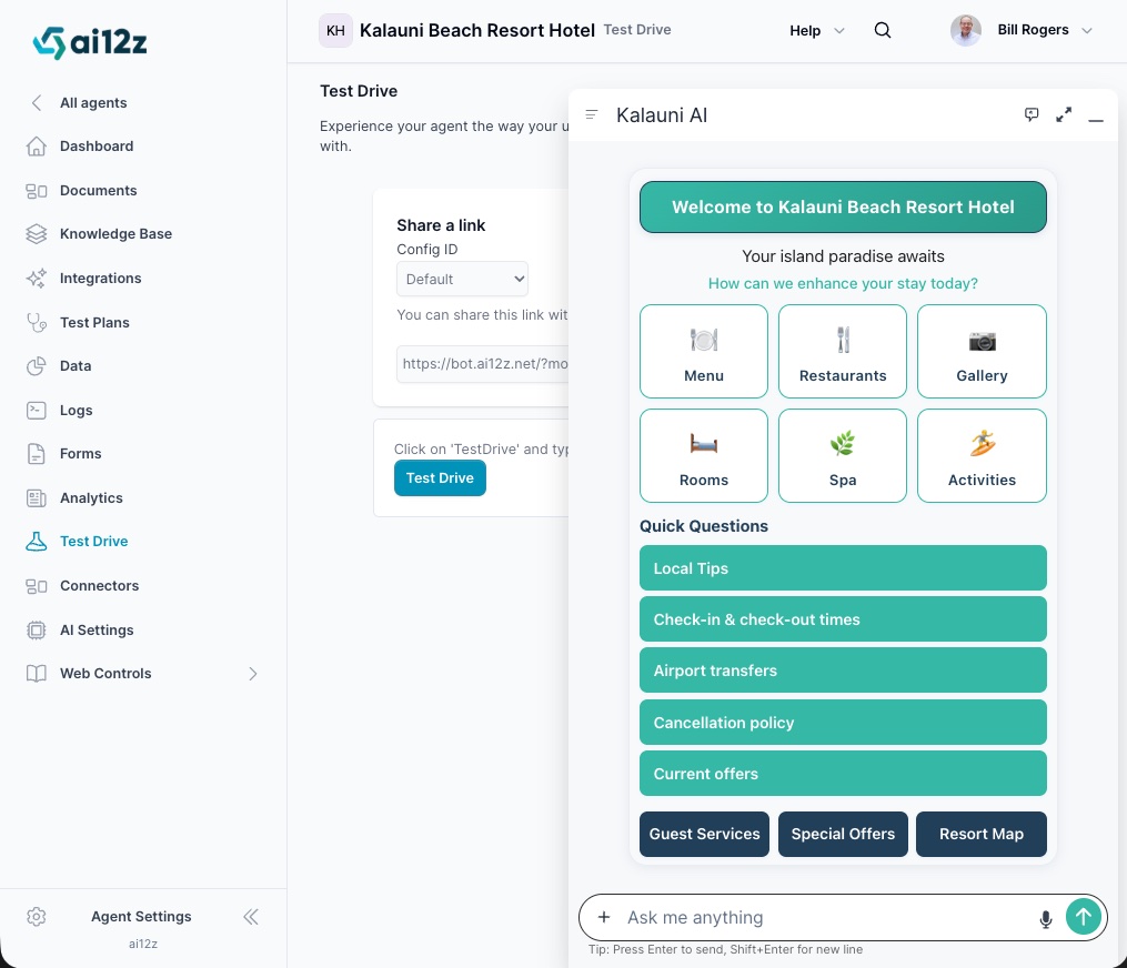 Test Drive Interface
