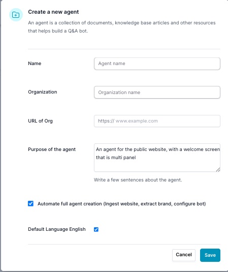 form to create agent