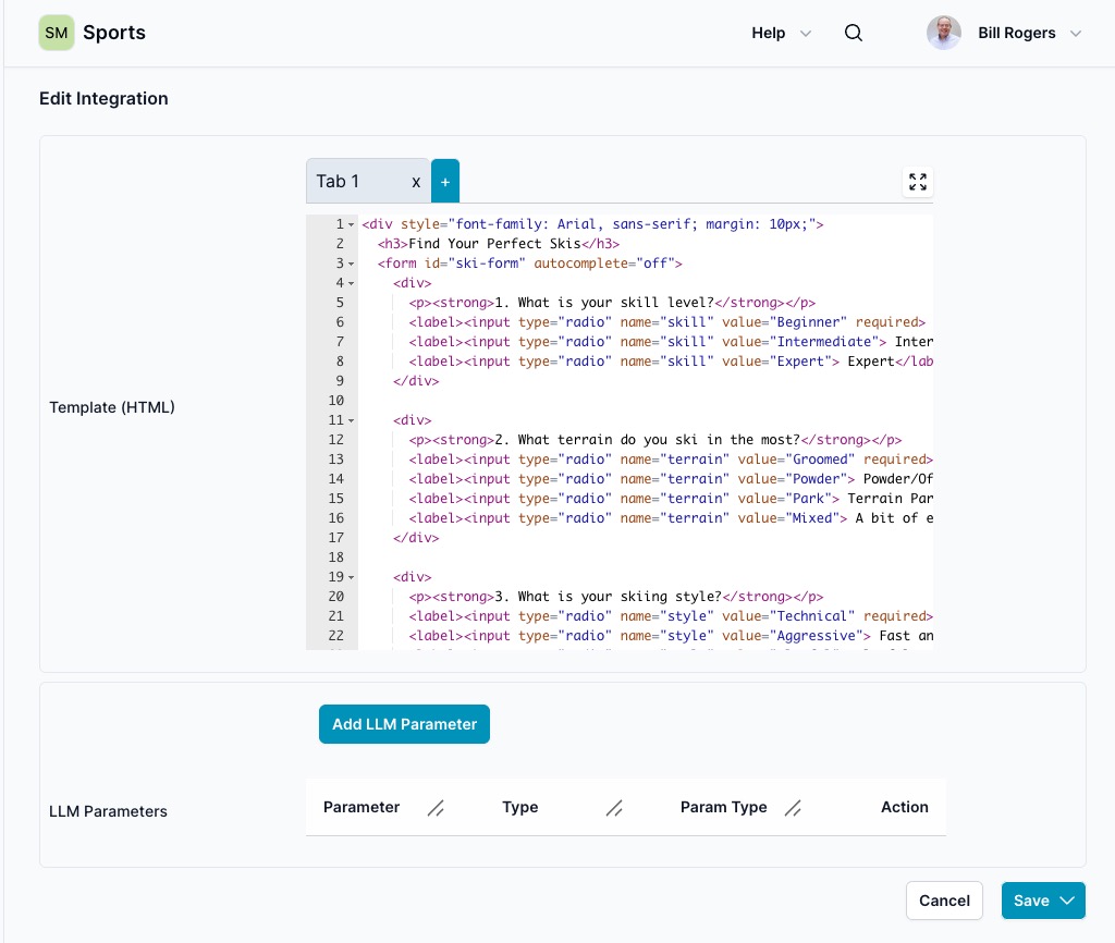 Edit HTML template