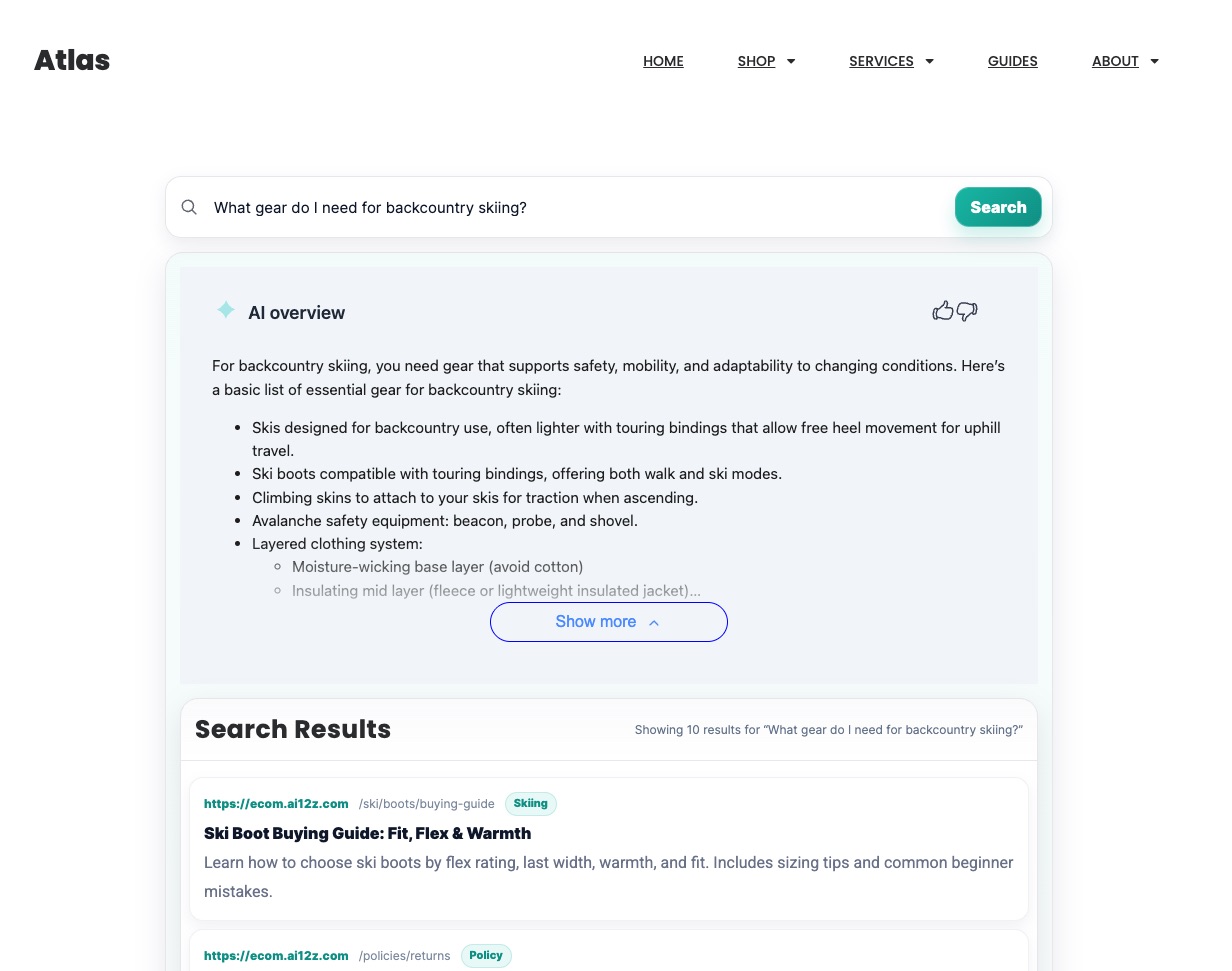 Knowledge Box positioned between search input and search results