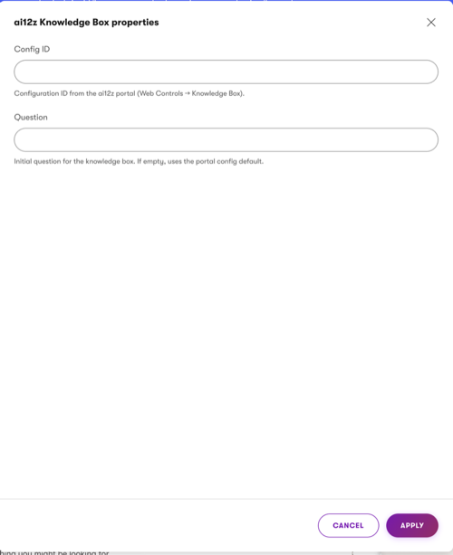 Widget properties panel