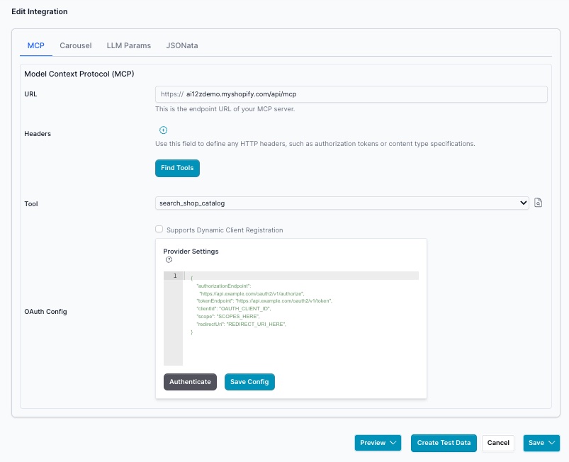 Inserting the URL and headers