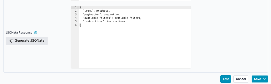 Add jsonata to response text field