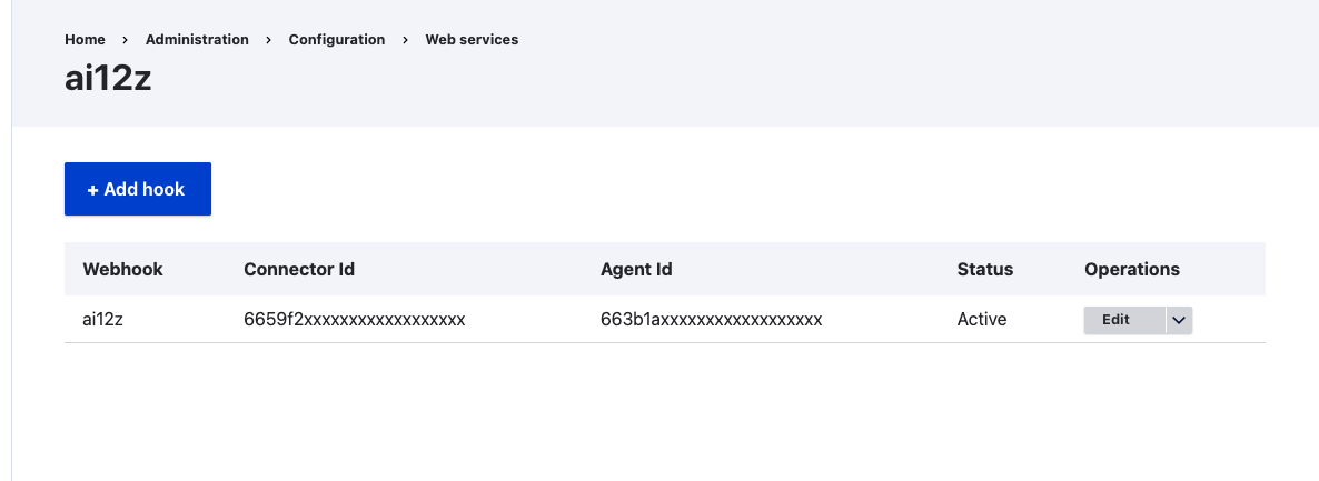 ai12z webhook list