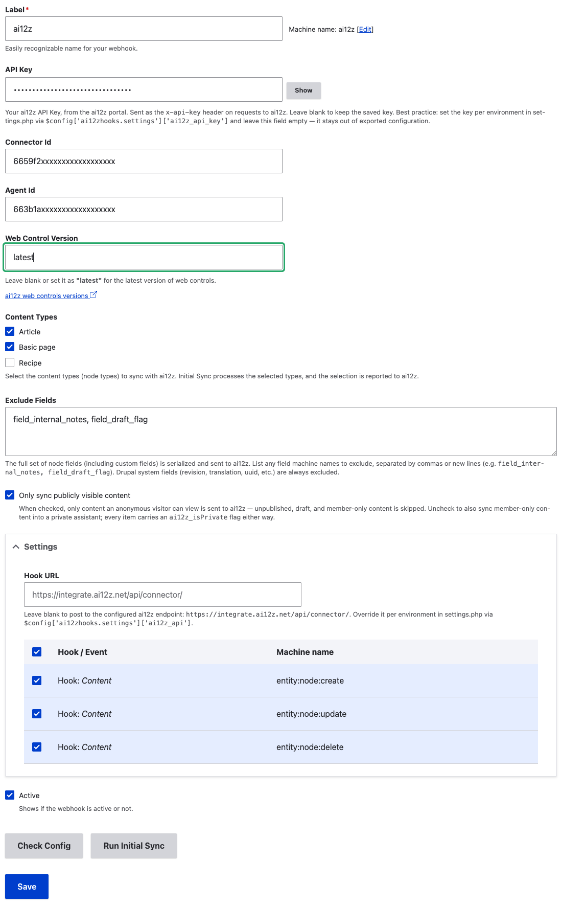 ai12z module config settings