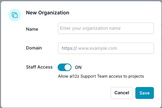 New Organization dialog