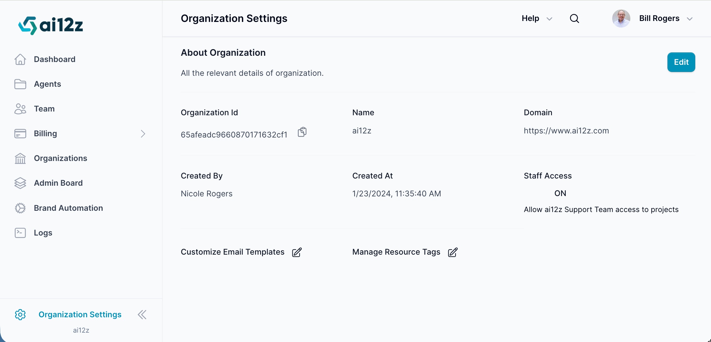 Organization Settings overview