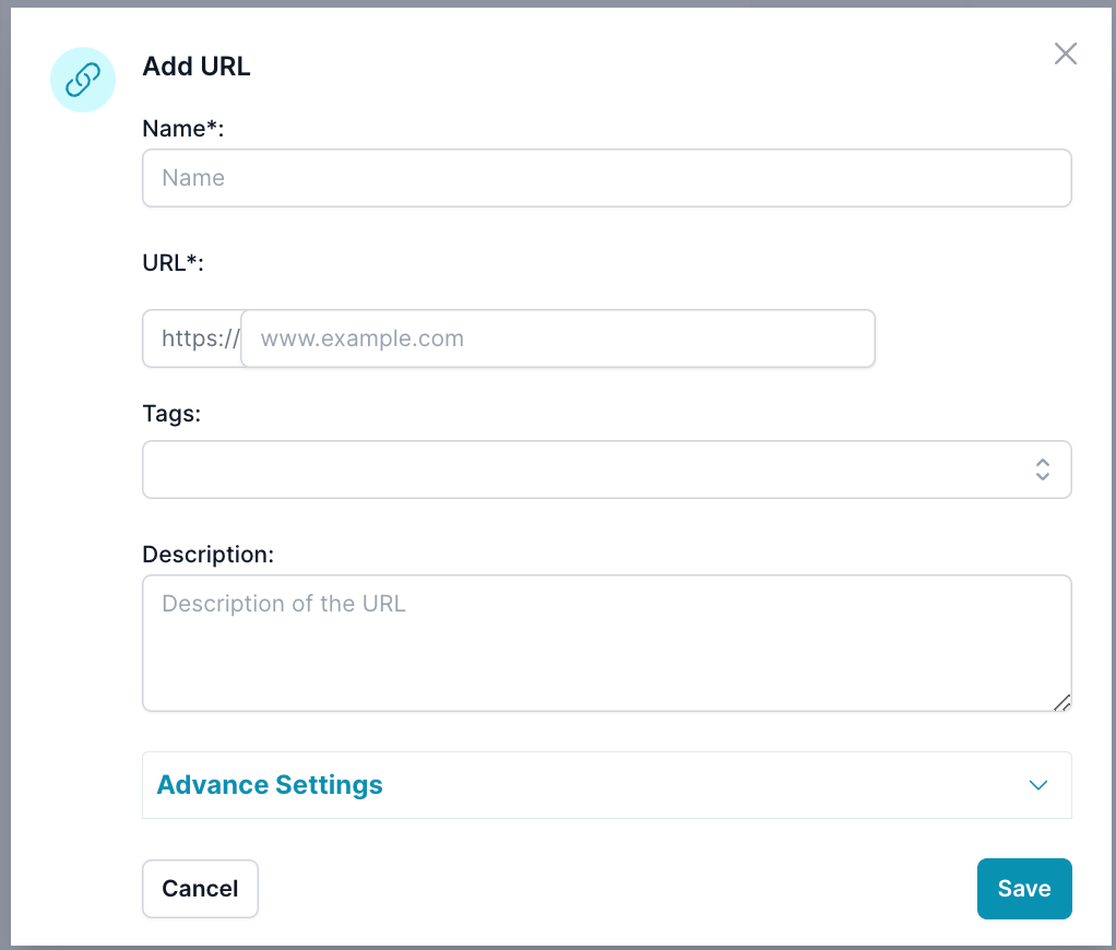 Add a URL or File or a website to the Platform