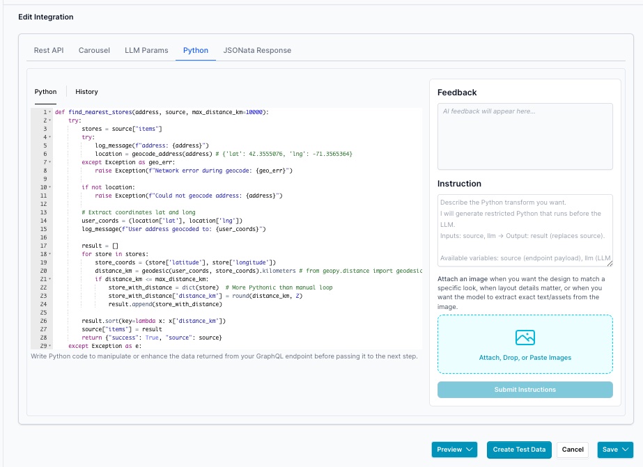 Integration Main settings