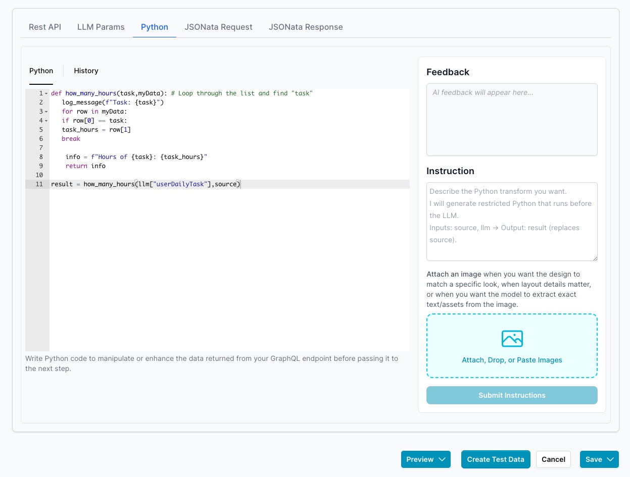 The Edit Integration screen focused on Python code