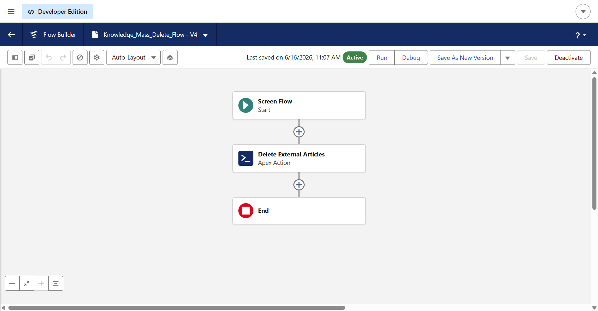 Salesforce Knowledge screen flow for delete article