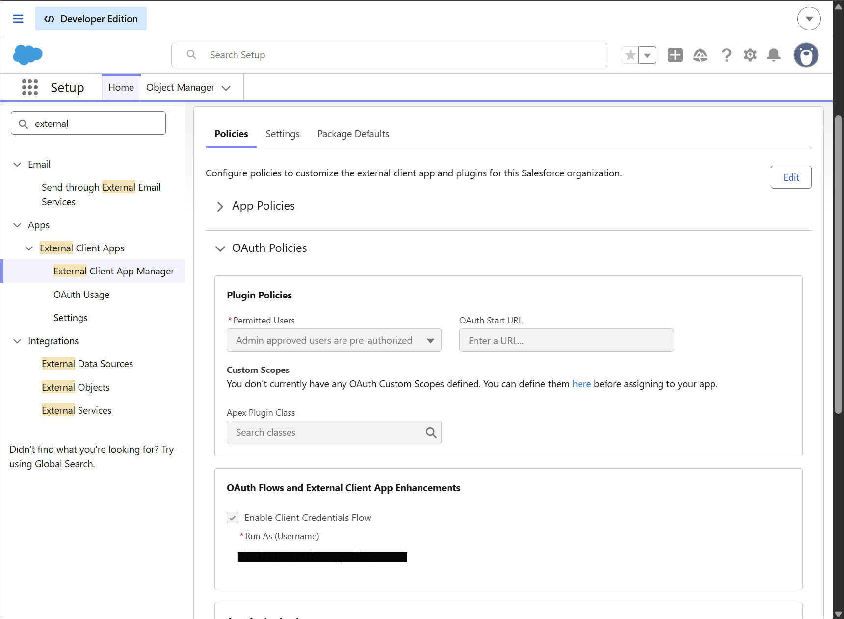 Salesforce knowledge external app client credentials set up