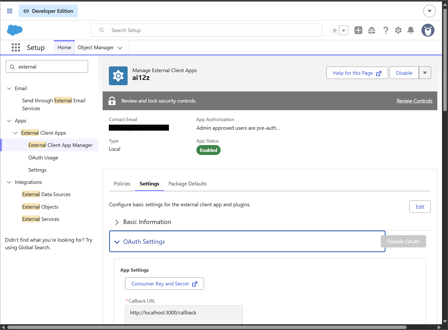 Salesforce Knowledge consumer key and secret key page