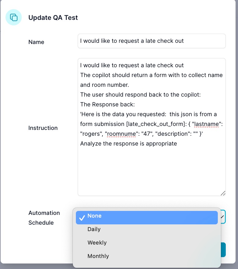 Automation schedule options
