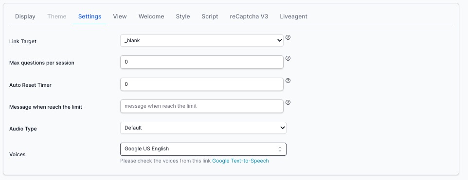 search-result Settings tab