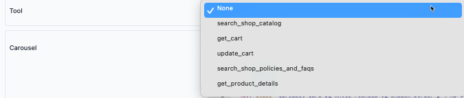 Select tool drop down list