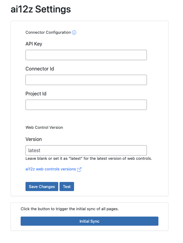 ai12z AI Copilot plugin settings