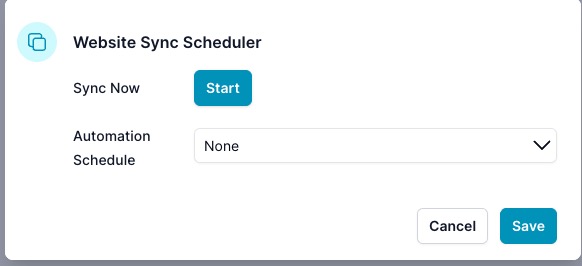 Website Sync Scheduler dialog