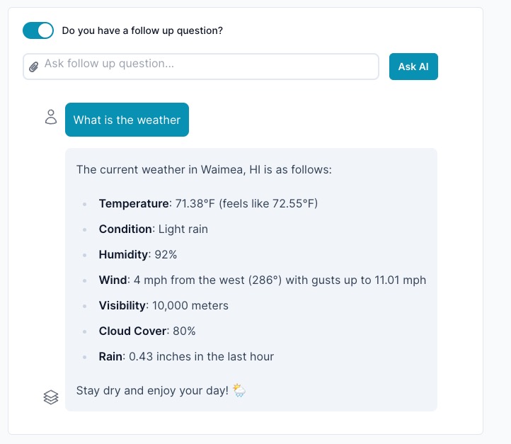 Weather agent both current and 4 day forcast